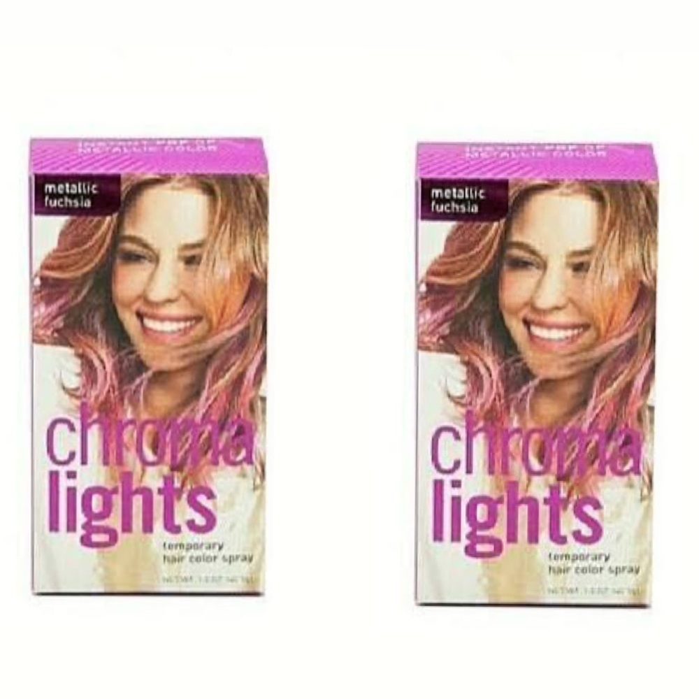 Set of 2 Chroma Lights Metallic Fuchsia Temporary Hair Color Spray 1.5 oz
